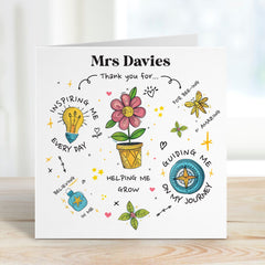 Card For Teacher Thank You For Helping Me Grow Personalised Card End Of Year School Preschool Nursery Primary Teacher Appreciation Gift Card