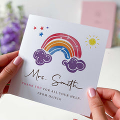 Cute Card For Teacher Thank You Card Rainbow Personalised Card End Of Year School Preschool Nursery Primary Teacher Appreciation Gift Card