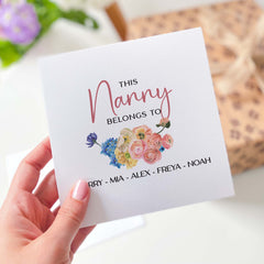 Card For Nanny This Nanny Belongs To Birthday Mother's Day Card With Grandchildren Names To My Special Grandma Birthday Card