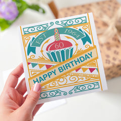 Personalised Retro Birthday Card With Age Happy Birthday Gift 30 40 50 60 70 80 90 100 Age For Him For Dad Mum Friend Grandad Grandma