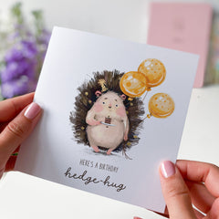 Cute Birthday Card Here's An Birthday Hedgehog Balloons For Best Friend Bestie Nephew Son Daughter Boyfriend Girlfriend Mum Dad Gift Card