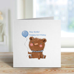 Happy Birthday Card With Cute Bear Balloons For Friend Sister Cousin Children Niece Nephew Boy Girl Funny For Kids Adults Him Her Colleague