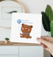 Happy Birthday Card With Cute Bear Balloons For Friend Sister Cousin Children Niece Nephew Boy Girl Funny For Kids Adults Him Her Colleague