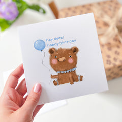 Happy Birthday Card With Cute Bear Balloons For Friend Sister Cousin Children Niece Nephew Boy Girl Funny For Kids Adults Him Her Colleague