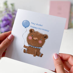 Happy Birthday Card With Cute Bear Balloons For Friend Sister Cousin Children Niece Nephew Boy Girl Funny For Kids Adults Him Her Colleague