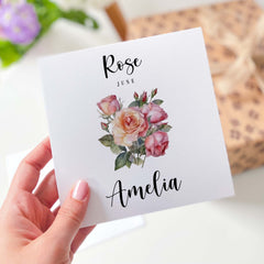 June Birthday Card Rose Birth Flower Card For Born In June Personalised Birth Birthday Card With Name Birth Month Rose Gift For Her Friend