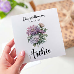 November Birthday Card Personalised Birth Flower Card For Born In November With Name Birth Month Chrysanthemum Flower Card For Him Her