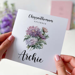 November Birthday Card Personalised Birth Flower Card For Born In November With Name Birth Month Chrysanthemum Flower Card For Him Her