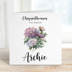 November Birthday Card Personalised Birth Flower Card For Born In November With Name Birth Month Chrysanthemum Flower Card For Him Her