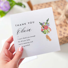 Thank You Card With Name Floral Personalised Gift Card For Her Him Appreciation Card Cute Teacher Nurse Doctor Friend Boss Colleague