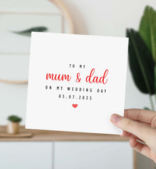 Personalised Mum And Dad Wedding Day Card For Mum & Dad - To My Mum And Dad With Date To Parents Mother Of The Bride Father Of The Bride