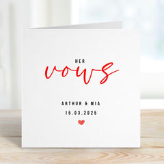 Personalised Her Vows Card Wedding His Vows Cards With Names And Date Her And His Vows Card  Bride's Vows Card Groom's Vows Gift Card