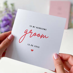 To My Handsome Groom Card With Wedding Date Personalised Card For Groom From Bride On Our Wedding Day Gift Card For Groom