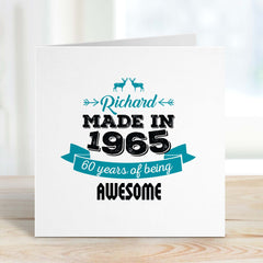 Personalised Birthday Card For Him Name Age For Dad Husband Friend Grandad 60 Happy Birthday Gift 30 40 50 60 70 80 Years Of Being For Him