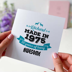 Personalised Birthday Card For Him Name Age For Dad Husband Friend Grandad 60 Happy Birthday Gift 30 40 50 60 70 80 Years Of Being For Him