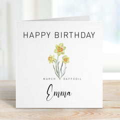 March Happy Birthday Card Daffodil Personalised Birth Flower Born In March Birth Birthday Card With Name Birth Month Flower Card For Her Him