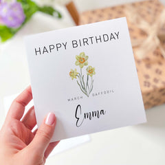 March Happy Birthday Card Daffodil Personalised Birth Flower Born In March Birth Birthday Card With Name Birth Month Flower Card For Her Him