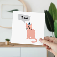 Cat Birthday Card Funny Meow Text Party Cat Cute Animal Art Card For Him Herboyfriend Girlfriend Kids For Cat Lover For Pet Owners