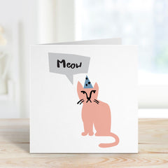 Cat Birthday Card Funny Meow Text Party Cat Cute Animal Art Card For Him Herboyfriend Girlfriend Kids For Cat Lover For Pet Owners