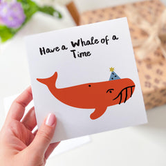 Happy Birthday Gift Card With A Funny Whale Have A Whale Of A Time For Him Her For Friends Kids Animal Card For Birthday Party