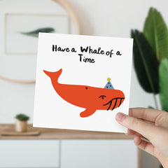 Happy Birthday Gift Card With A Funny Whale Have A Whale Of A Time For Him Her For Friends Kids Animal Card For Birthday Party