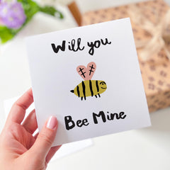 Will You Bee Mine Card With Cute Bee Valentine's Day Card For Her Him Boyfriend Girlfriend Wife Husband Funny Romantic Love Card