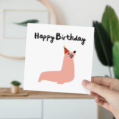 Happy Birthday Gift Card With Cute Seal Funny Card For Him Her Boyfriend Kids Greeting Card Animal Card For Child Birthday Party Sea World