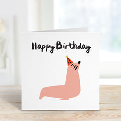 Happy Birthday Gift Card With Cute Seal Funny Card For Him Her Boyfriend Kids Greeting Card Animal Card For Child Birthday Party Sea World