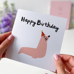 Happy Birthday Gift Card With Cute Seal Funny Card For Him Her Boyfriend Kids Greeting Card Animal Card For Child Birthday Party Sea World