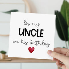 Card For Uncle Happy Birthday Card For Uncle On His Birthday Gift Card For My Uncle With Cute Red Heart Icon Gift Cards Greeting Cards