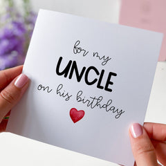 Card For Uncle Happy Birthday Card For Uncle On His Birthday Gift Card For My Uncle With Cute Red Heart Icon Gift Cards Greeting Cards