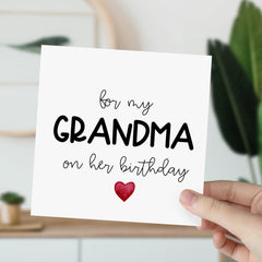 Card For Grandma Happy Birthday Card For Grandma's Birthday Gift Card For My Grandma With Cute Red Heart Greeting Cards On Her Birthday