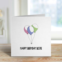 Card For Best Friend Happy Birthday Bestie Card With Balloons For Besties Friends Kids Greeting Cards Happy Birthday Party Gift Card