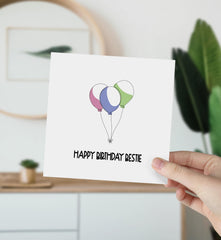 Card For Best Friend Happy Birthday Bestie Card With Balloons For Besties Friends Kids Greeting Cards Happy Birthday Party Gift Card