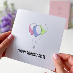 Card For Best Friend Happy Birthday Bestie Card With Balloons For Besties Friends Kids Greeting Cards Happy Birthday Party Gift Card