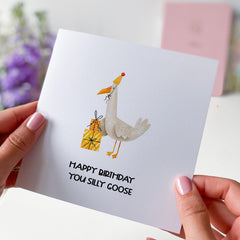 Happy Birthday You Silly Goose Funny Birthday Card Cartoon Animals Cute Birthday Card With Party Hat Novelty Animal Card For Friends