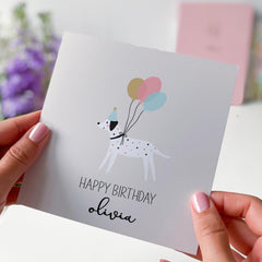 Personalised Happy Birthday Card For Dog Owner With Cute Dog And Balloons For Dog Mum Dog Lover Girlfriend Kid Funny Birthday Animal Card