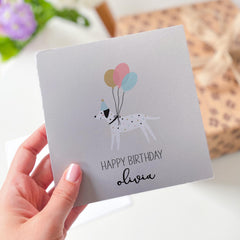 Personalised Happy Birthday Card For Dog Owner With Cute Dog And Balloons For Dog Mum Dog Lover Girlfriend Kid Funny Birthday Animal Card