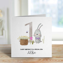 Personalised First Birthday Card With Cute Rabbit Happy 1St Birthday To Special A Son Gift Card 1St For Nephew Niece Grandson Granddaughter