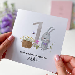 Personalised First Birthday Card With Cute Rabbit Happy 1St Birthday To Special A Son Gift Card 1St For Nephew Niece Grandson Granddaughter