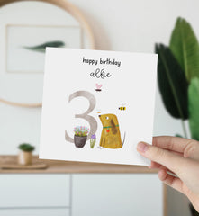 Personalised 3Rd Birthday Card Happy Birthday Gift Card I Am Three Card For Boy Girl Son Nephew Niece Daughter Granddaughter Grandson Third