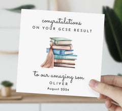 Personalised Son Gcse Result Congratulations Card With Name On Your Gcse Exam Results To Our Amazing Son From Mum And Dad