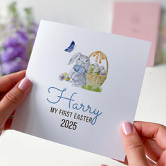 Personalised 1St Easter Card May First Easter 2025 Card With Eggs & Rabbit Easter Card For Son Daughter Nephew Baby's 1St Easter Party