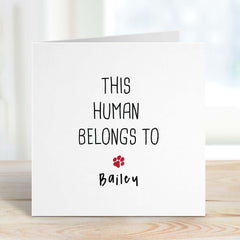 Pet Owner Card With "This Human Belongs To" With Pet's Name Dog Owners Gift Card Cat Owners Card For Friend Mum Dad Pet Adoption Card New