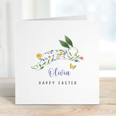 Personalised Easter Card Happy Easter 2025 Card With Rabbit Floral Easter Card For Son Daughter Nephew Baby Grandson Cute Bunny