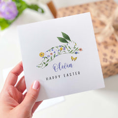 Personalised Easter Card Happy Easter 2025 Card With Rabbit Floral Easter Card For Son Daughter Nephew Baby Grandson Cute Bunny