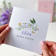 Personalised Easter Card Happy Easter 2025 Card With Rabbit Floral Easter Card For Son Daughter Nephew Baby Grandson Cute Bunny