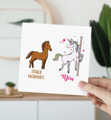 Funny Card For Husband Happy Birthday Card With Unicorn Birthday Card Valentine's Day Cute Card For Hubby Other Husbands You Thank You Card