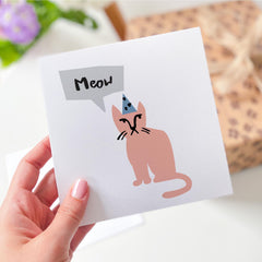 Cat Birthday Card Funny Meow Text Party Cat Cute Animal Art Card For Him Herboyfriend Girlfriend Kids For Cat Lover For Pet Owners