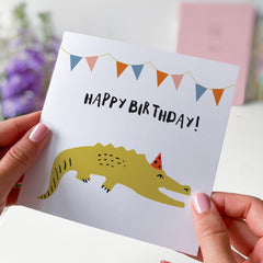 Funny Birthday Card For Her Him With Crocodile Happy Birthday Gift Card  For Boyfriend Girlfriend Kids Greeting Animal Birthday Card